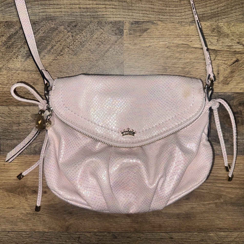 Juicy Couture Mini Traveler Crossbody Bag Pink Sparkle Snake Print